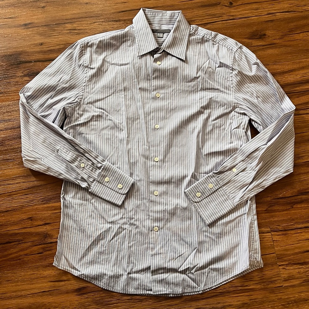 John Varvatos Button Up Purple Striped Shirt Long Sleeve Men’s Size 15-1/2 Small